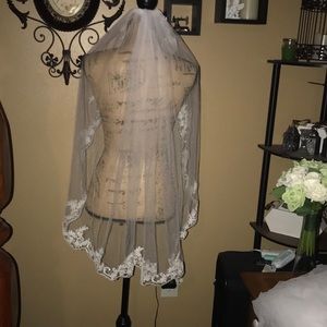 Beautiful fingertip lace edge veil